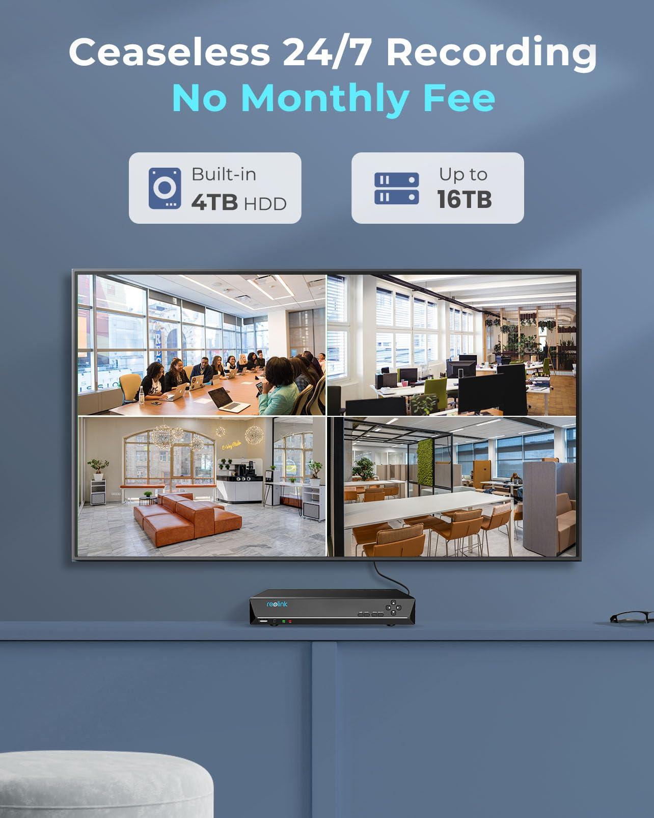 REOLINK REOLINK 12MP PoE Security Camera System, 12pcs 12MP IP Security Cameras H.265 Wired, Two-Way Talk, Color Night Vision, Person Vehicle Pet Detection, 16CH NVR 4TB HDD, RLK16-1200B8-A Bundle