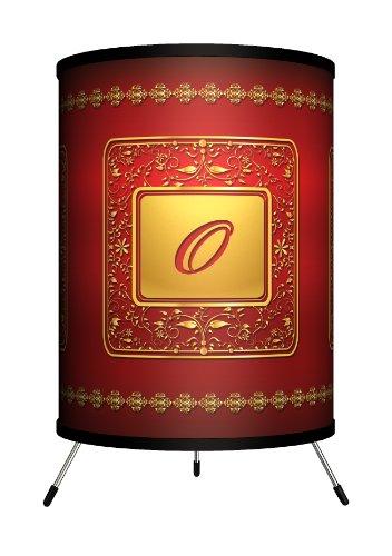 Lamp-In-A-Box Lamp-In-A-Box TRI-MNG-GLDRO Monograms Golden with Red Letter O Tripod Lamp, 8\" x 8\" x 14\"