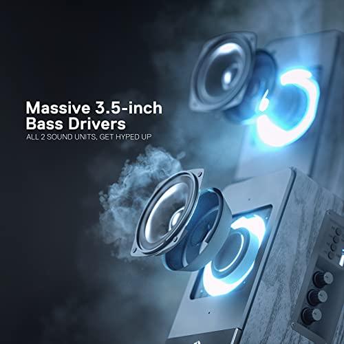 Redragon Redragon GS813 Wireless Desktop Speakers, 2.0 Bookshelf Speaker w/20W Output, BT 5.0/3.5mm AUX, Enhanced Bass/Treble Knob and TF Card/USB Flash Drive Supported