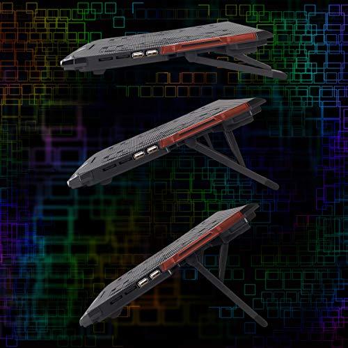 ENHANCE ENHANCE Cryogen Gaming Laptop Cooling Pad - Fits 17 in. Computer , PS4 - Adjustable Laptop Cooling Stand with 5 Quiet Cooler Fans , 2 USB Ports and LED Lighting - Slim Portable Design 2500 RPM (Red)