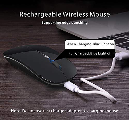 Uciefy Uciefy Q5 Slim Rechargeable Wireless Mouse, 2.4G Optical Silent Ultra Thin Wireless Computer Mouse with USB Receiver and Type C Adapter, Compatible with PC, Laptop, Desktop (Blue)