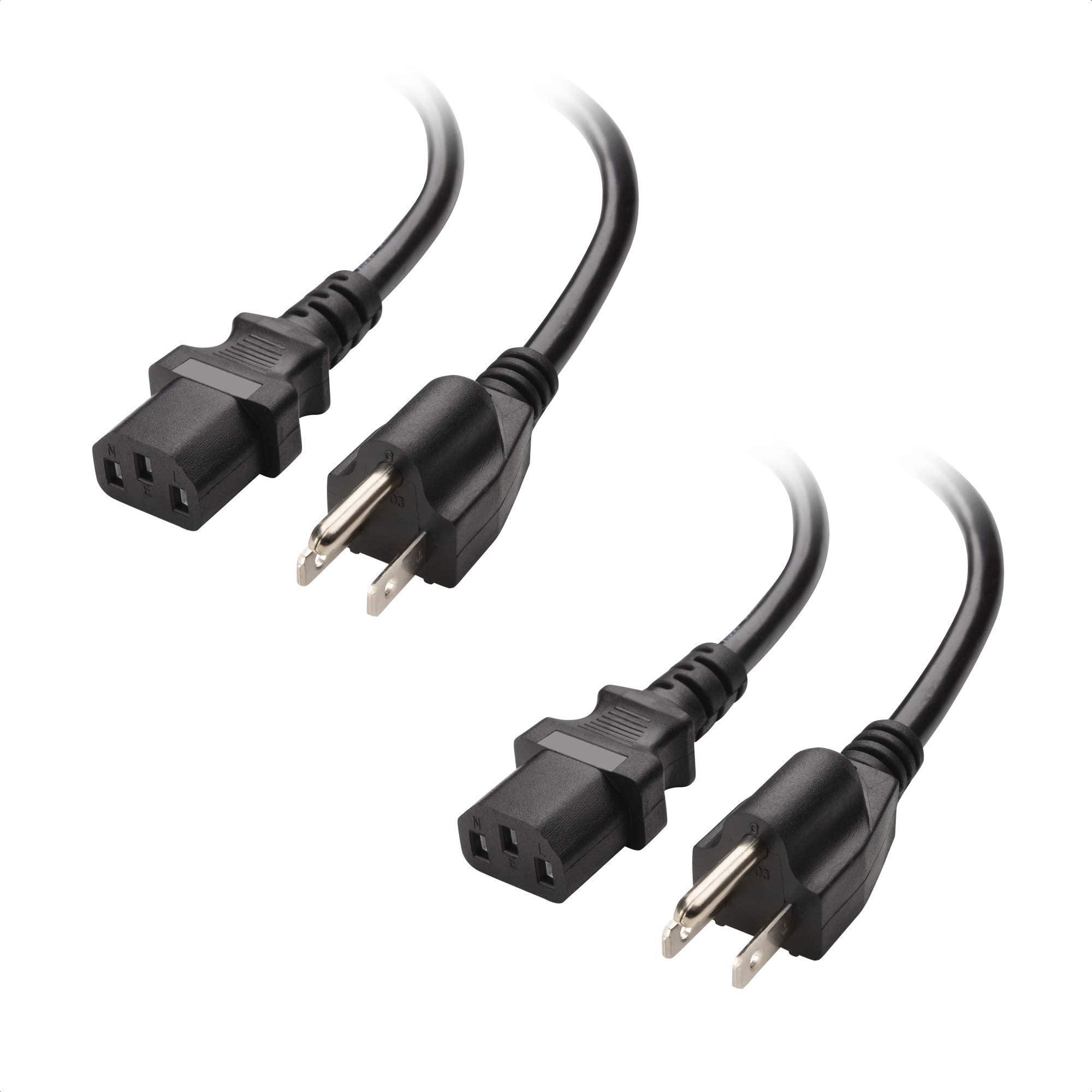 Cable Matters Cable Matters 1-Pack VGA to VGA Cable with Ferrites (SVGA Cable) 10 Feet & 2-Pack 16 AWG Heavy Duty 3 Prong Computer Monitor Power Cord (NEMA 5-15P to IEC C13)