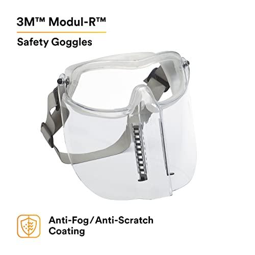 3M 3M Modul-R Safety Goggle, 40658-00000-10 Clear Anti Fog Lens with Chin Protector (Pack of 1)
