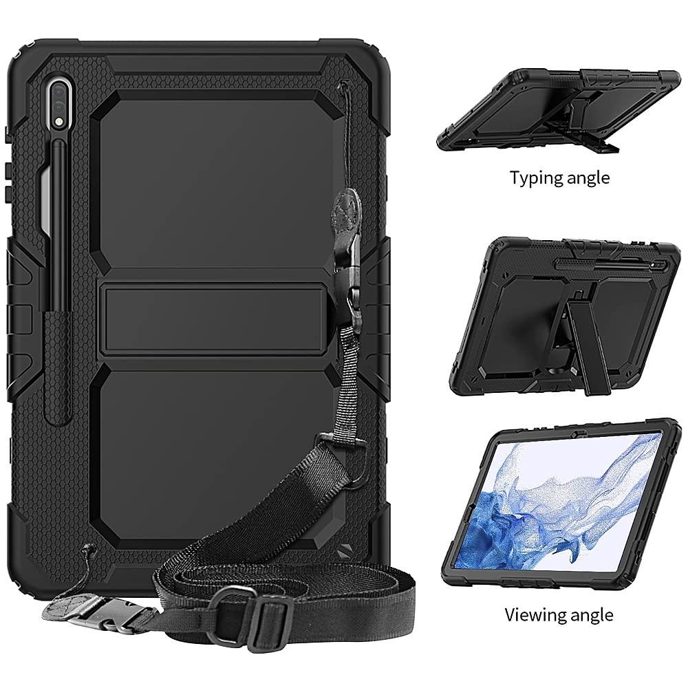 ZERODAMAGE SAHARA CASE SaharaCase - Defense Series Case Cover for Samsung Galaxy Tab S8 (2022) [Shockproof Bumper] Rugged Full Screen Protection Integrated Kickstand Antislip Cover - Black