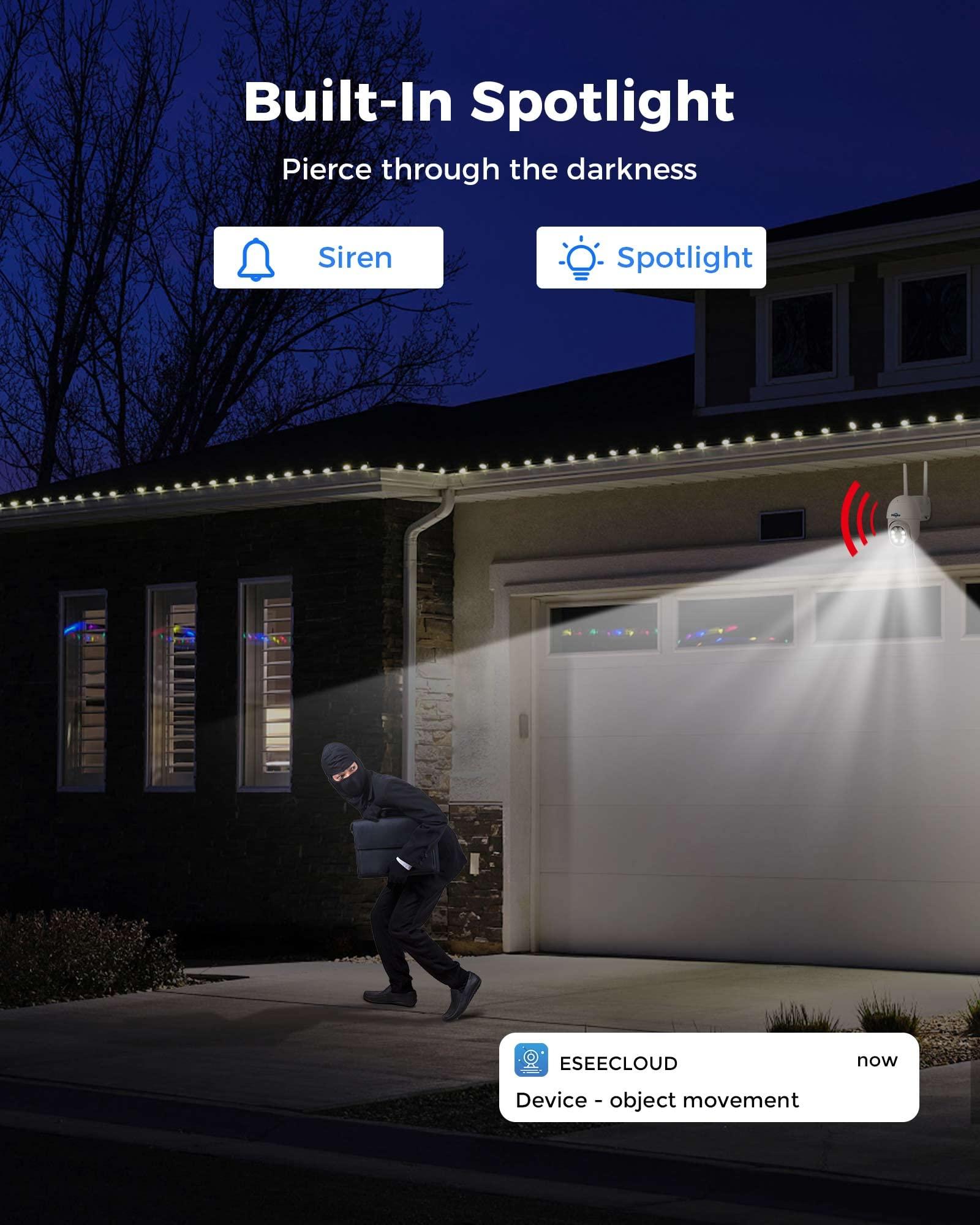 Hiseeu Hiseeu 2Pcs 5MP Security Camera PTZ Wireless Cameras Two Way Vioice Surveillance Camera Full Color Night Vision, IP66 Waterproof 24/7 Record for Outdoor Home Security Compatible Alexa