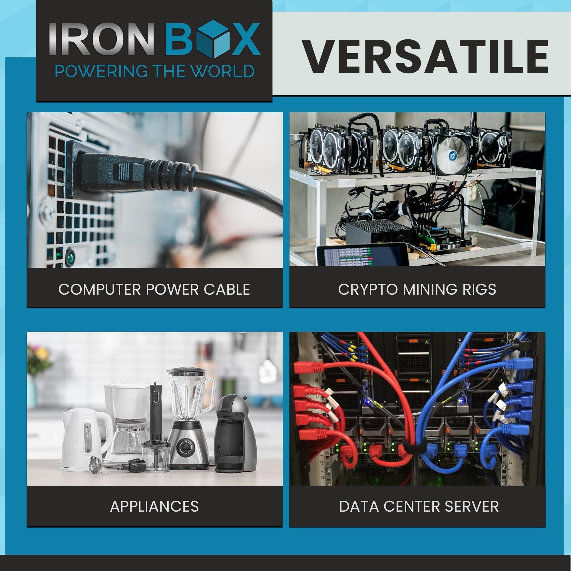 Iron Box IronBox Electric - Heavy-Duty C20 to C19 Power Cord - 20A/250V Rated, 12/3 SJT IEC 60320 Equipment to PDU Cable - Male End C20 Plug/Female End C19 Connector - UL Listed Power Cable-(Black,4 Foot)