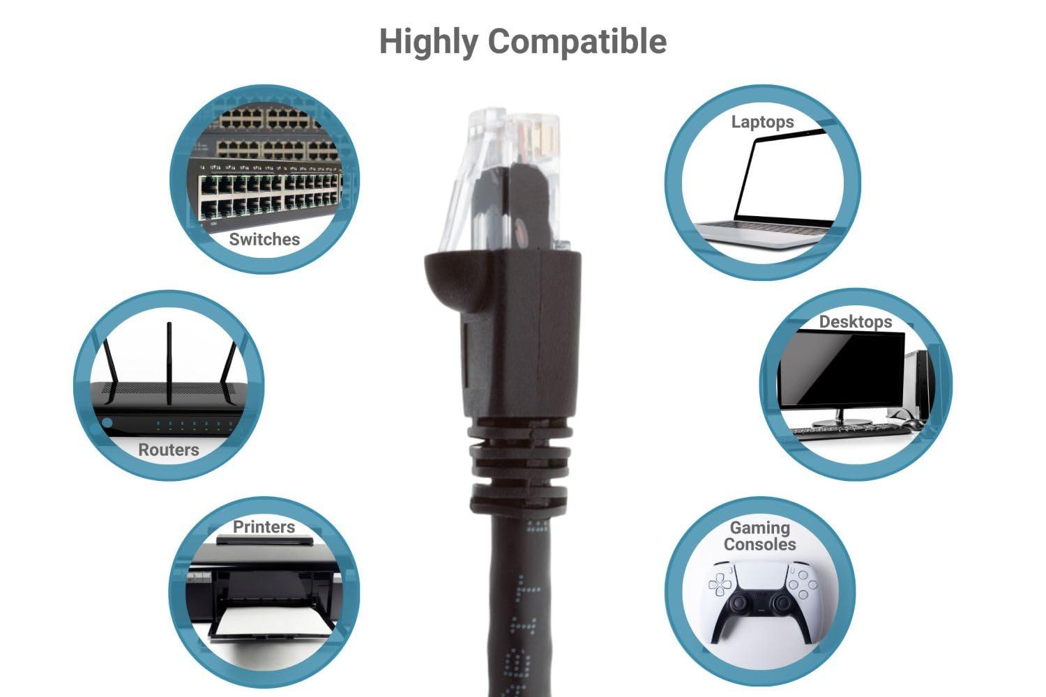 CablesAndKits CablesAndKits - Cat6a Ethernet Cable, Booted, Jacket: PVC (CM), 25 ft, Black, Pure Copper, RJ45 Computer & Networking Patch Cord