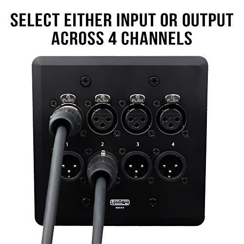 Sound Tools WallCAT 8 - Analog, AES3, DMX and intercom 4 Channel Wall Plate NO Solder Required (Black)