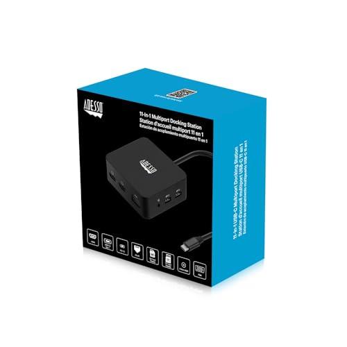 Adesso Adesso USB C Docking Station Multiport Adapter Type C Hub 2 HDMI Support 4K, VGA, RJ45 Ethernet Port, 65W PD Charging, 2*USB, SD/TF Card Reader, 3.5mm Audio Jack (TAA Compliant)