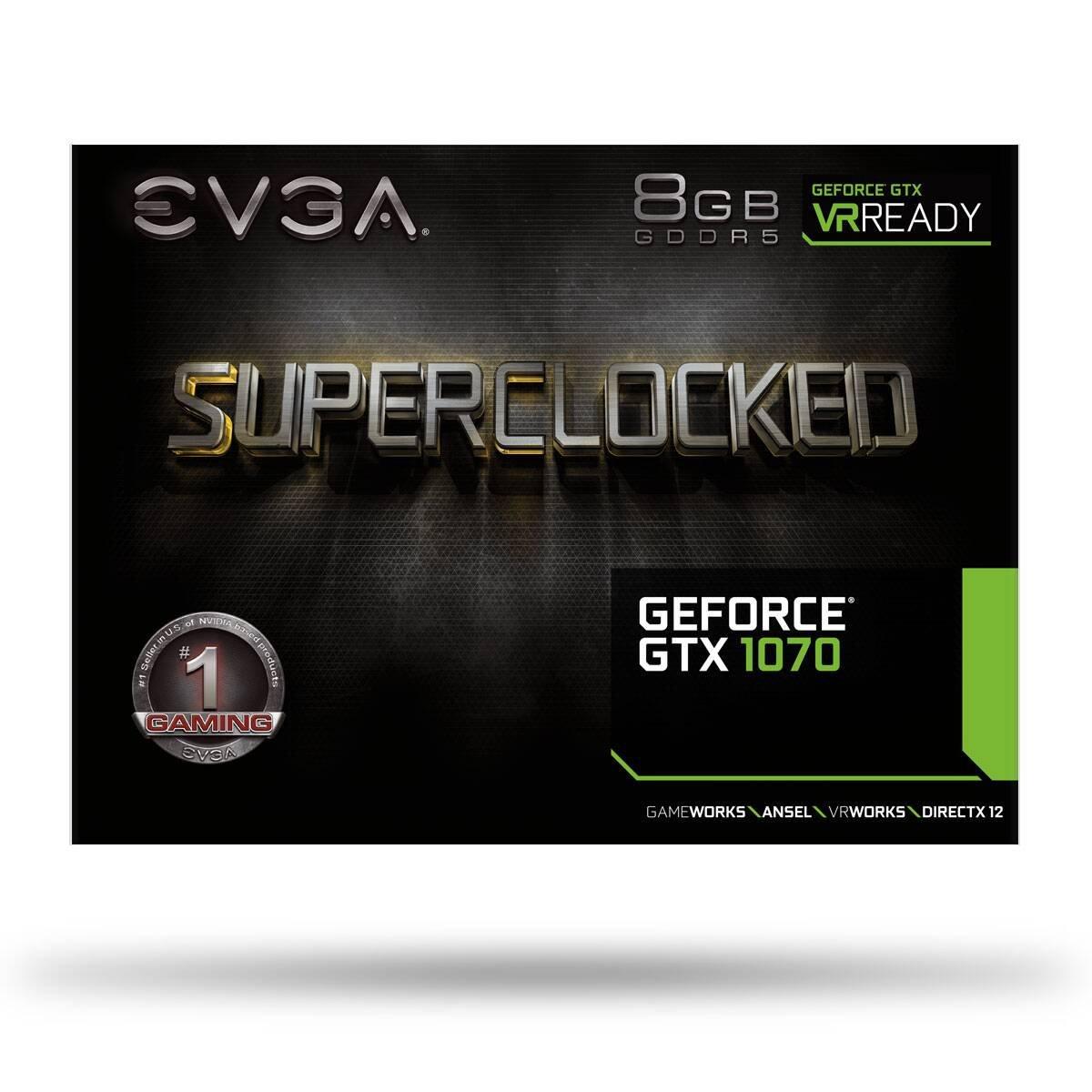 EVGA EVGA GeForce GTX 1070 SC GAMING ACX 3.0 Black Version, 8GB GDDR5 LED, DX12 OSD Support (PXOC) 08G-P4-5173-KR