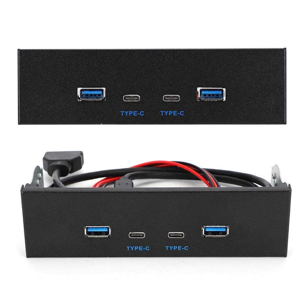 ASHATA USB3.0+2.0+Type C Type E Panel Computer Parts Type C Front Panel, Desktop Accessories Black GEN2 Front Panel USB 3.1 Front Panel, for PC Computer