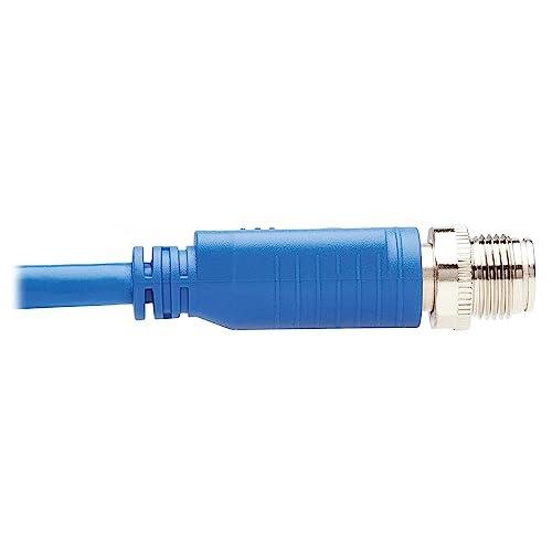 Tripp Lite Tripp Lite M12 X-Code Right-Angle Cat6 Ethernet Cable Blue (M/M), 1 Gbps, UTP, UL CMR-LP Certified 60W PoE, Industrial IP68 Rating, 6.6 Feet / 2M, Lifetime Manufacturer\'s Warranty (NM12-603-02M-BL)