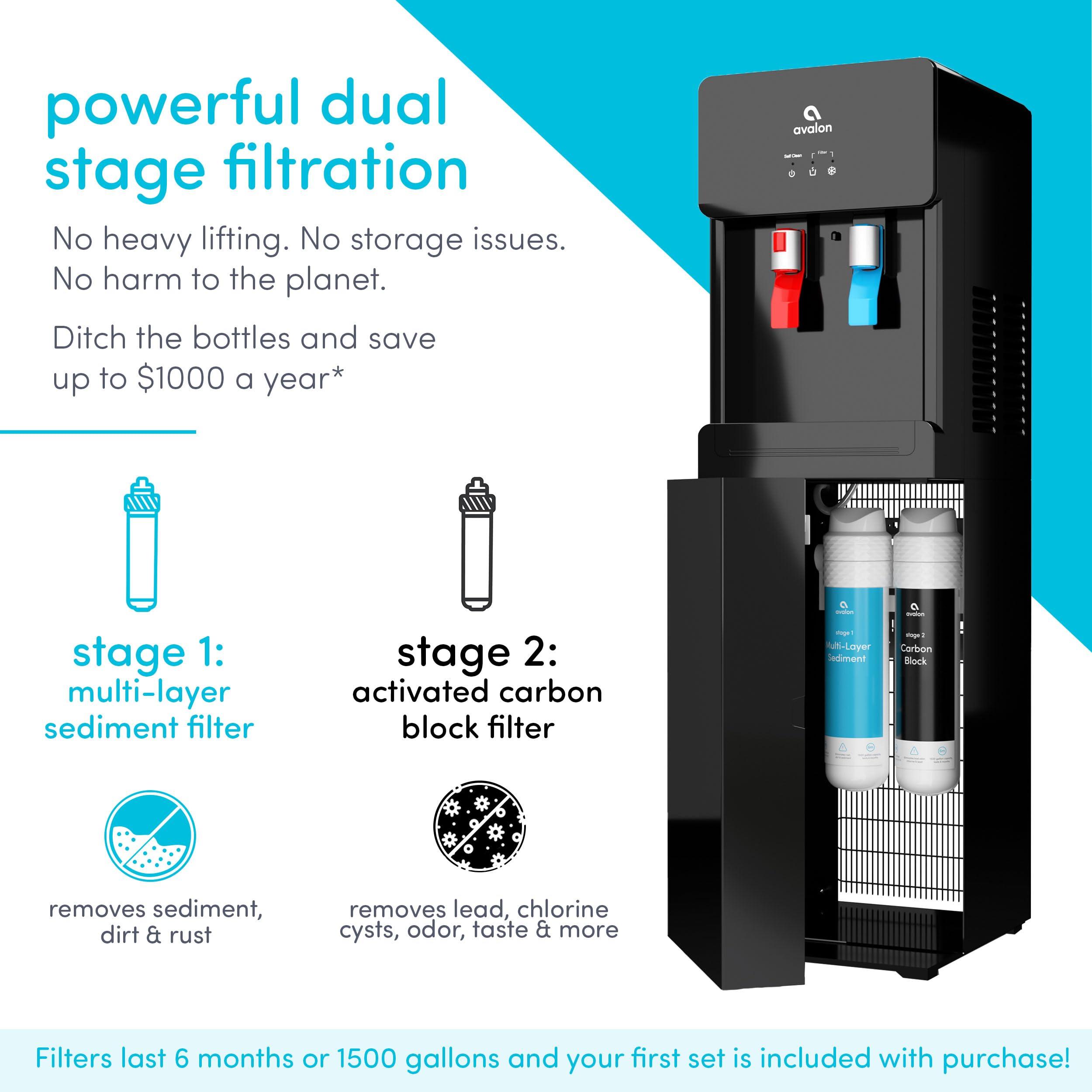 Avalon Avalon A7BOTTLELESSBLK Self Cleaning Touchless Bottleless Cooler Dispenser-Hot & Cold Water Child Safety Lock, UL, Black