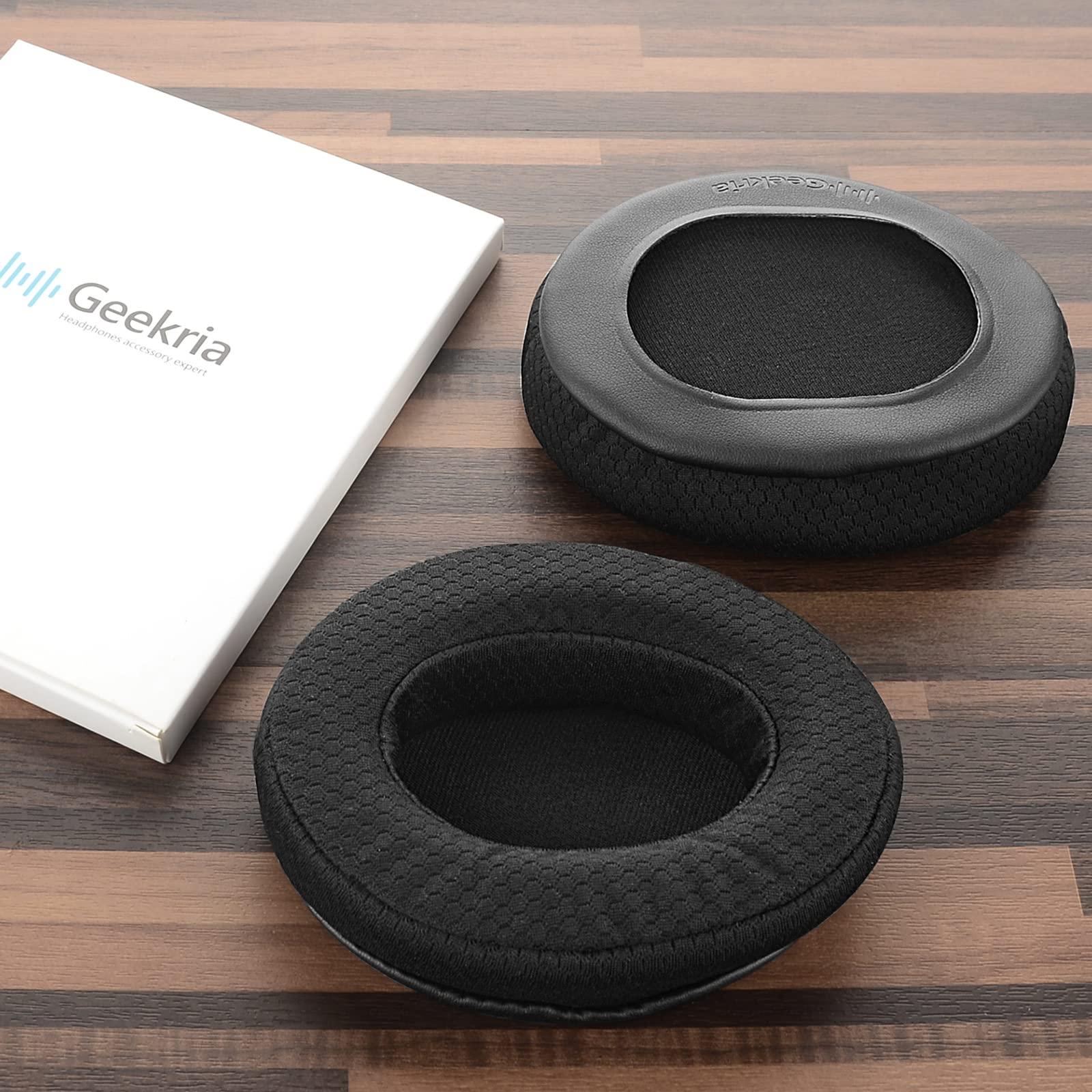 GEEKRIA Geekria Comfort Extra Thick Mesh Fabric Replacement Ear Pads Compatible with HyperX Cloud III, Cloud II, Alpha, CloudFlight, Stinger, Revolver S Headphones, Ear Cushions (Black)
