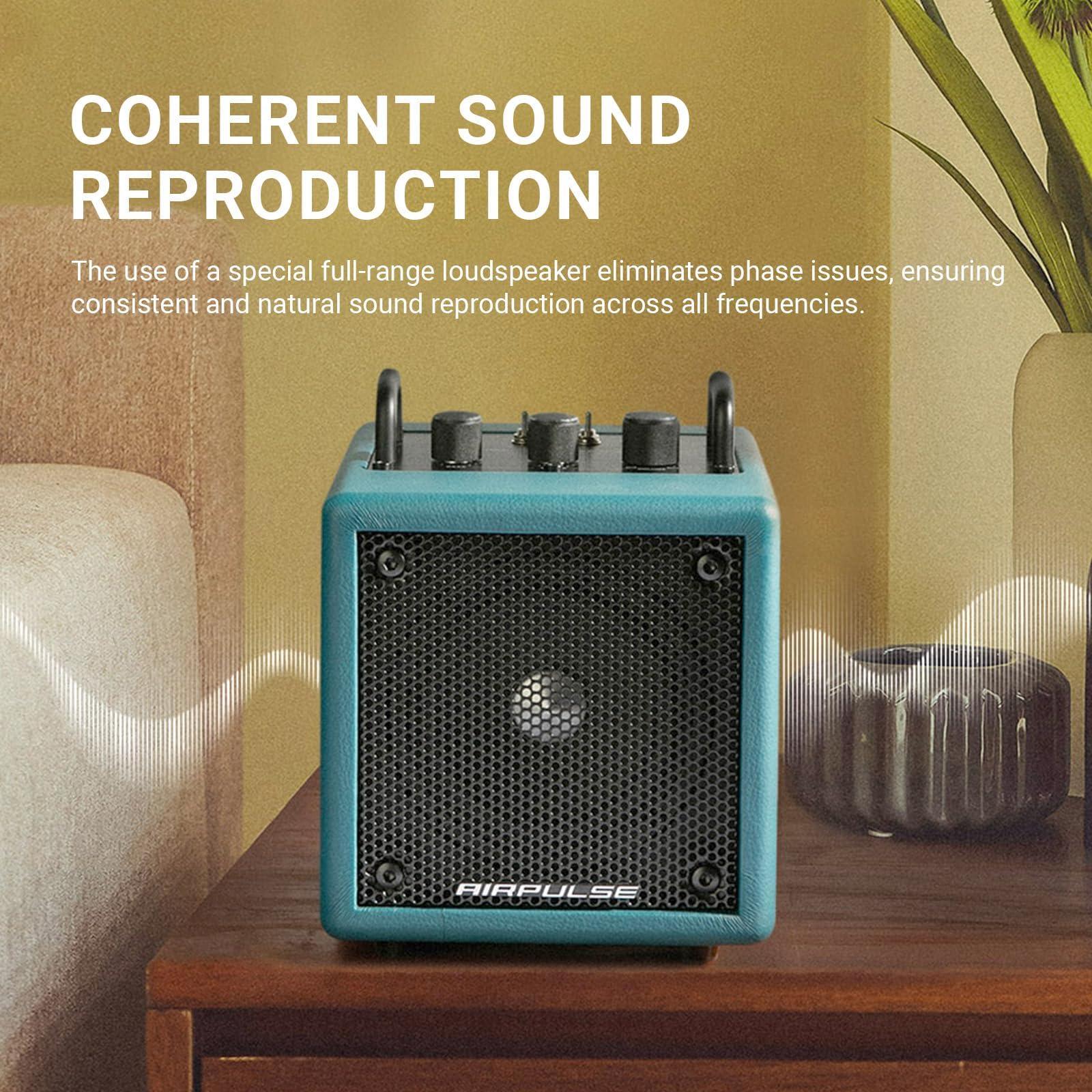 Airpulse AirPulse Wireless Bluetooth Home Speaker, Compact Speakers with AUX/LINE Input for Home Office (Blue)