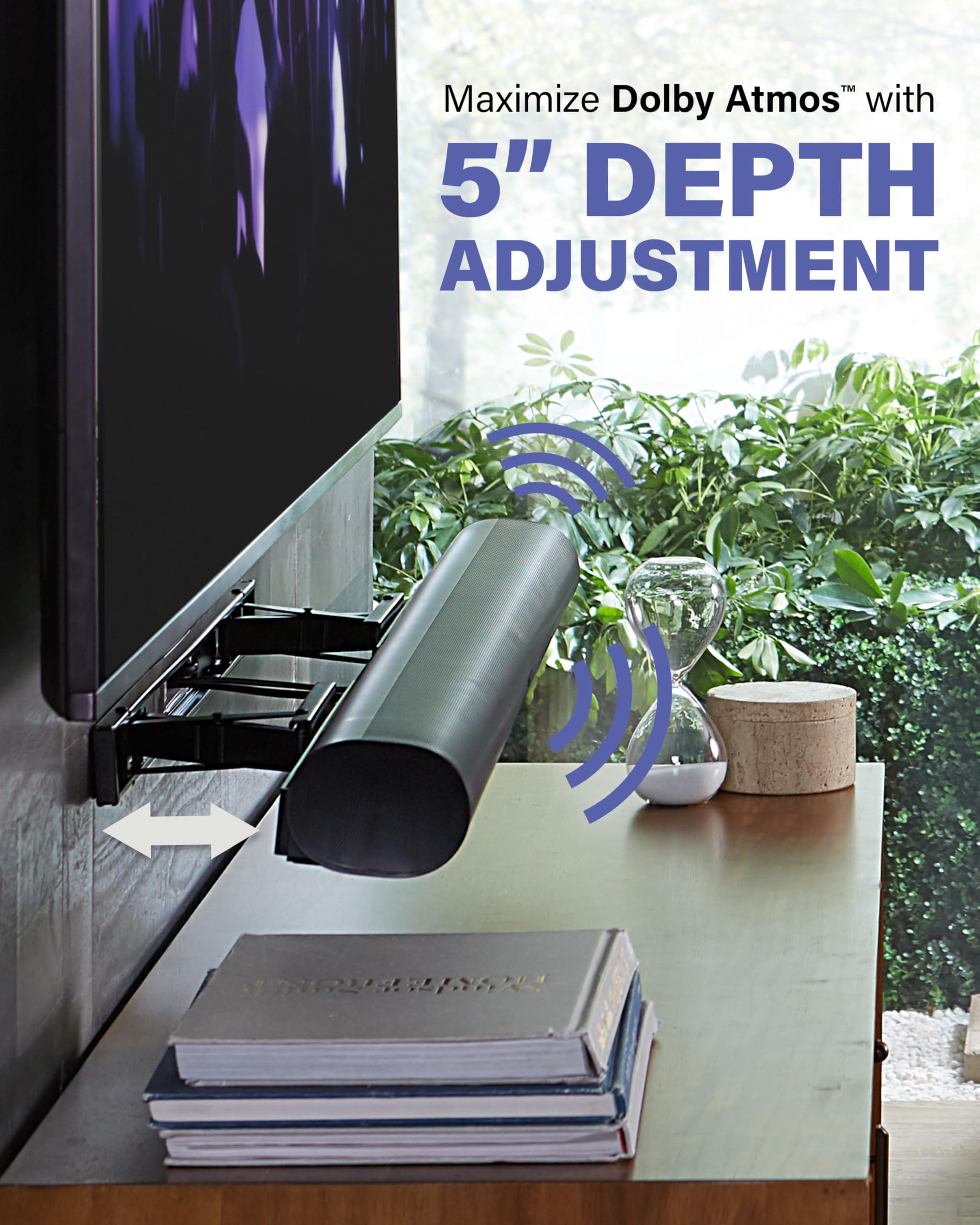 Sanus SANUS Extendable Soundbar Wall Mount for Sonos Arc & Sonos Arc Ultra Soundbar 5 Depth Adjustment Optimized for Dolby Atmos - Black Speaker Mount