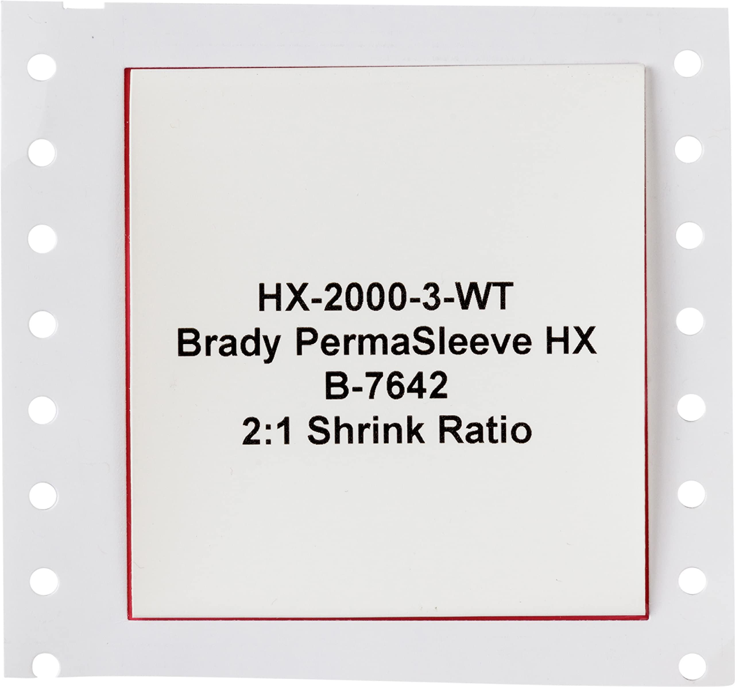 Brady Brady HX-2000-3-WT PermaSleeve Wire Marking Sleeves, 2.00" Height, 2.952" Width, Polyolefin (B-7642) White (Roll of 100)