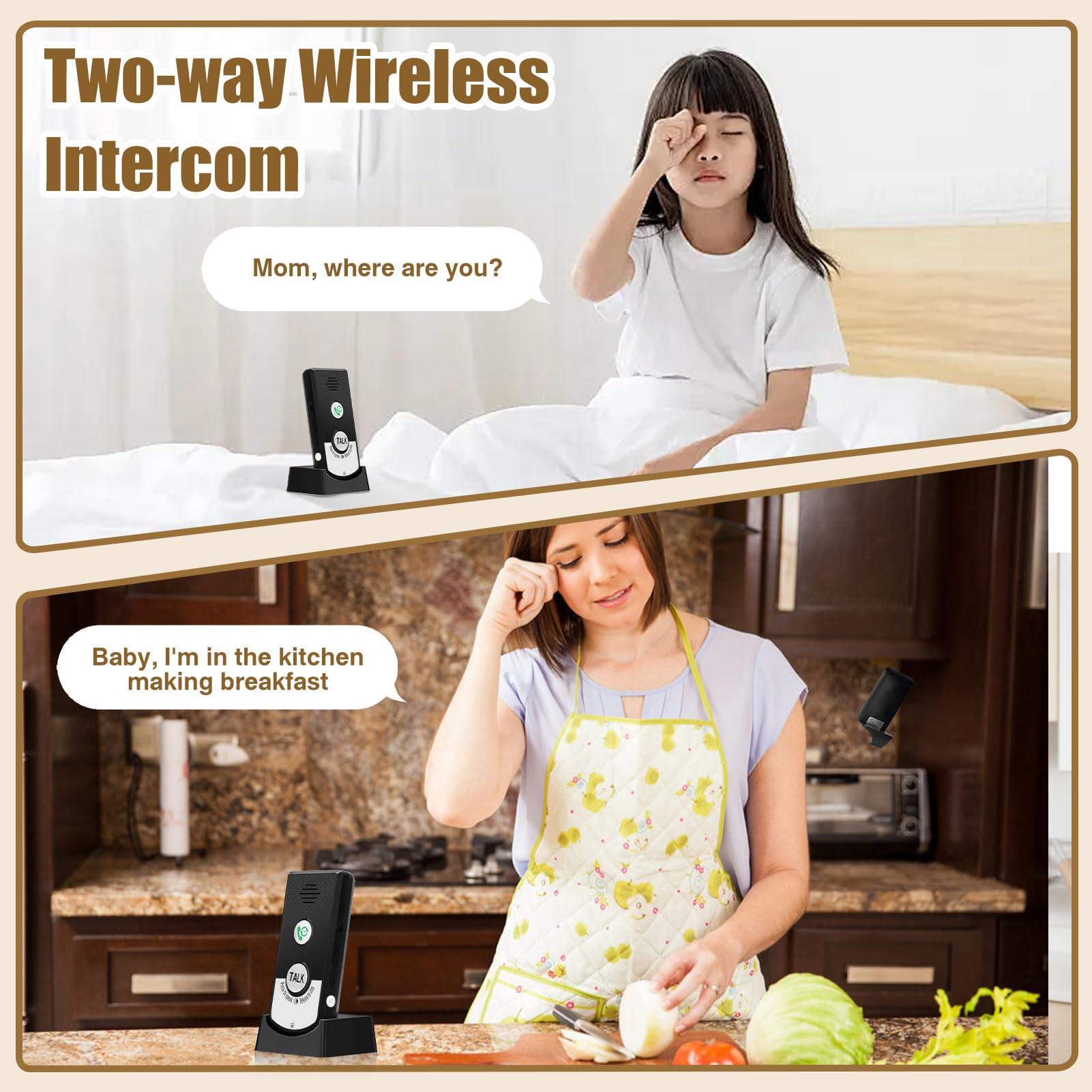 VINGVO Intercom System for Home, 2 Way Voice Intercom Wireless, Home Intercom System Super Long Range Intercomunicador Intercom Doorbell System Unit for Home Hospital Office