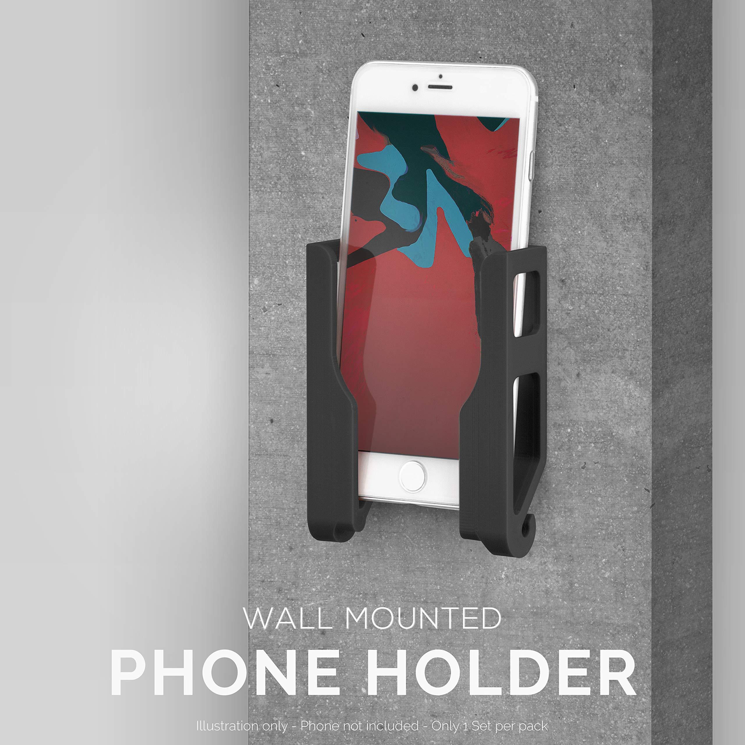 BRAINWAVZ BRAINWAVZ Universal Tablet Wall Mount Dock Holder for iPad Air Mini & Pro, Galaxy Tab Note, Surface & iPhone, Pixel & More, Stick On 3M VHB, No Screws (Black)