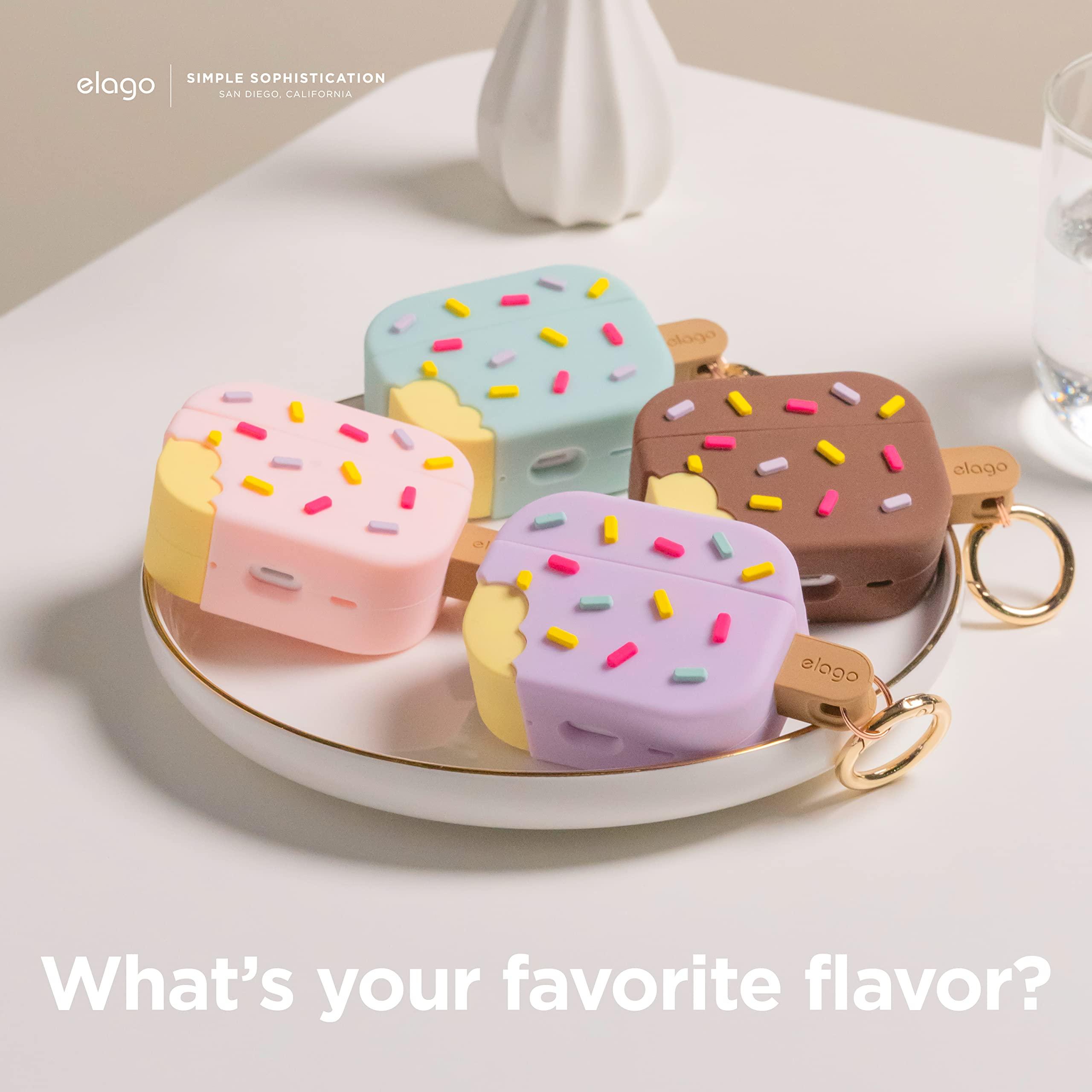 elago elago Ice Cream Case Compatible with AirPods Pro 2, Compatible with AirPods Pro 2nd Generation Case, Carabiner Included, Supports Wireless Charging, Full Protection (Mint)