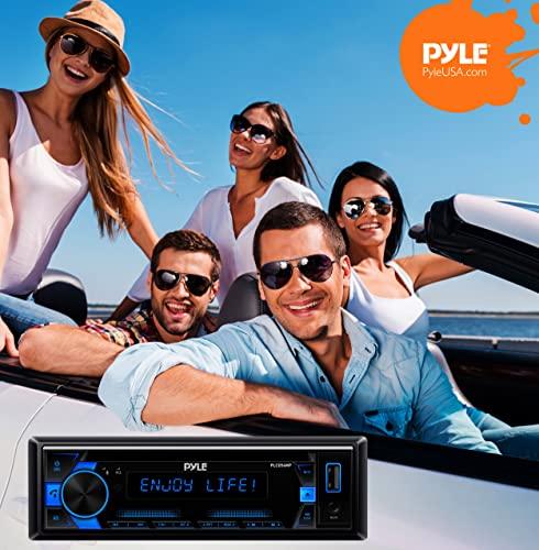Pyle Pyle MP3 Stereo Receiver Power Amplifier, AM/FM/MP3/AUX Stereo Receiver, USB Flash Readers, Single DIN, 30 Preset Memory Stations, LCD Display with Remote Control, RGB Button