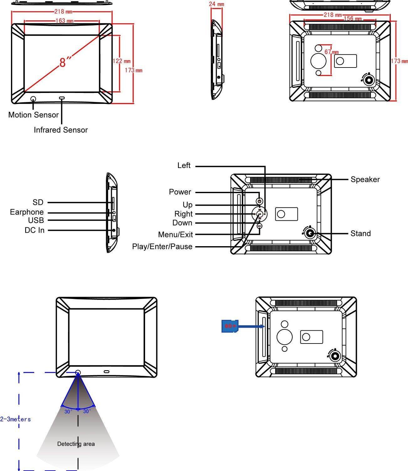 NIX NIX 8 inch Hi-Res Digital Photo Frame with Motion Sensor (X08D)