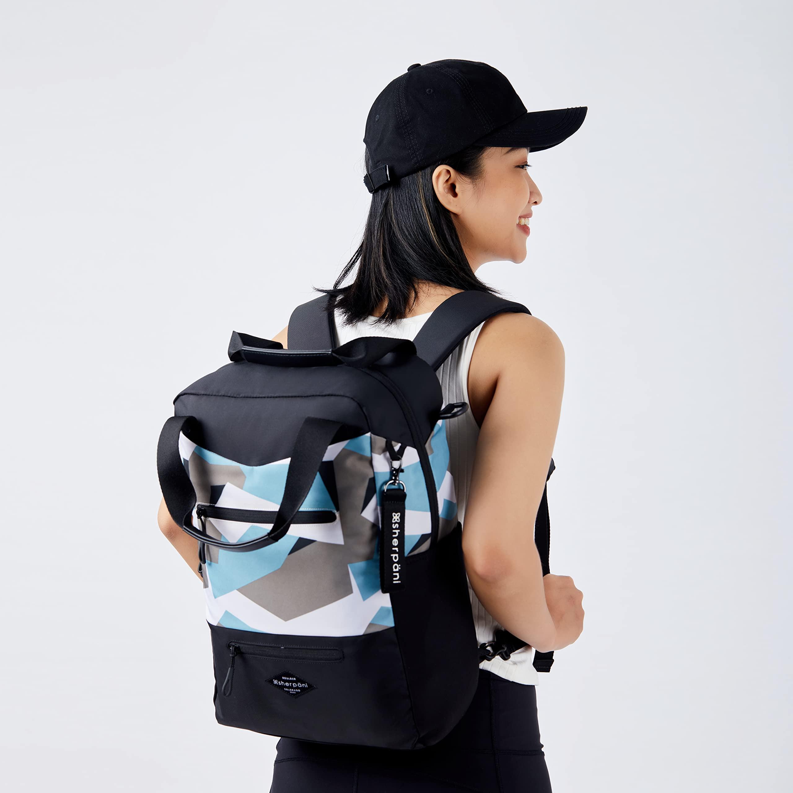 Sherpani Sherpani Camden, Convertible Backpack Tote, Travel Backpack Purse, Laptop Backpack, Recycled Nylon Backpack, Crossbody Bags for Women Fits 15 Inch Laptop (Summer Camo)