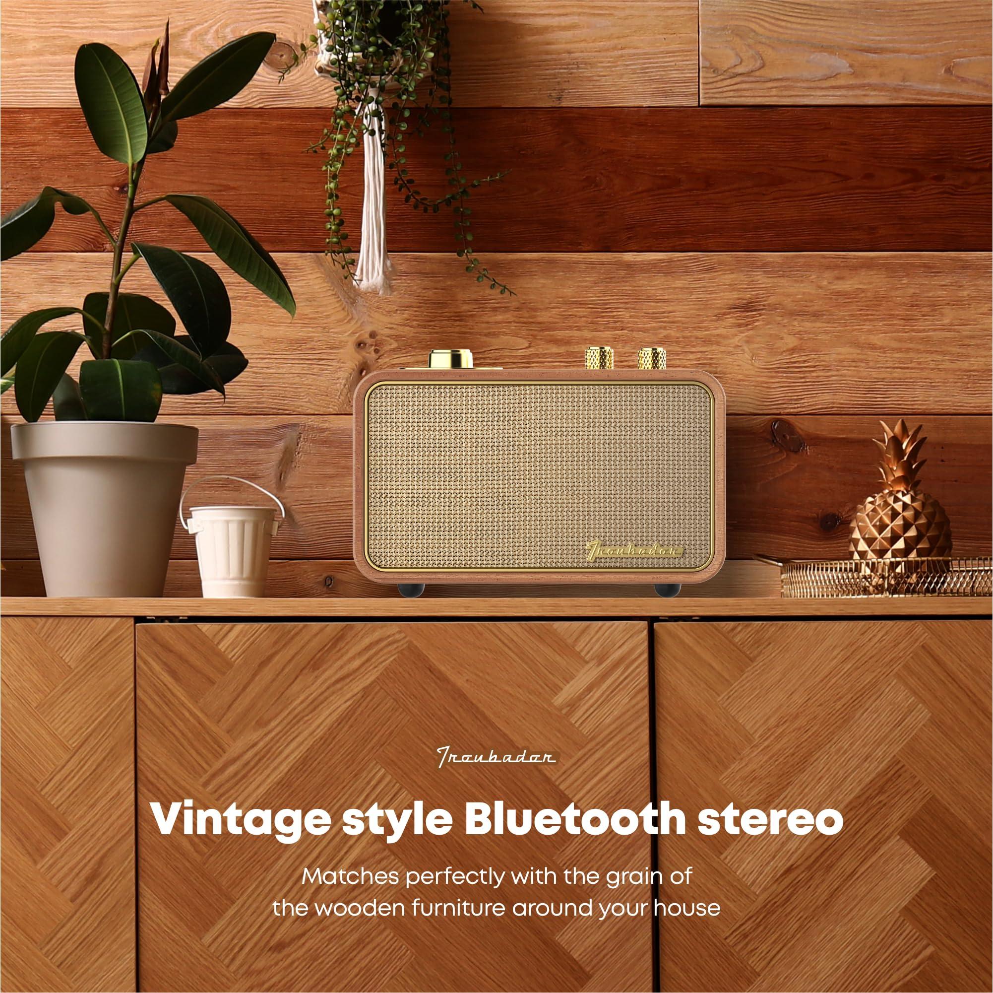 Trenbader Trenbader Retro Bluetooth Speaker, Artlink Stero Wireless Speaker Walnut Wooden AM/FM Radio Small Vintage Bluetooth Speaker with Bluetooth 5.0 Connection for Gift, Party, Travel, Office,Home Wood