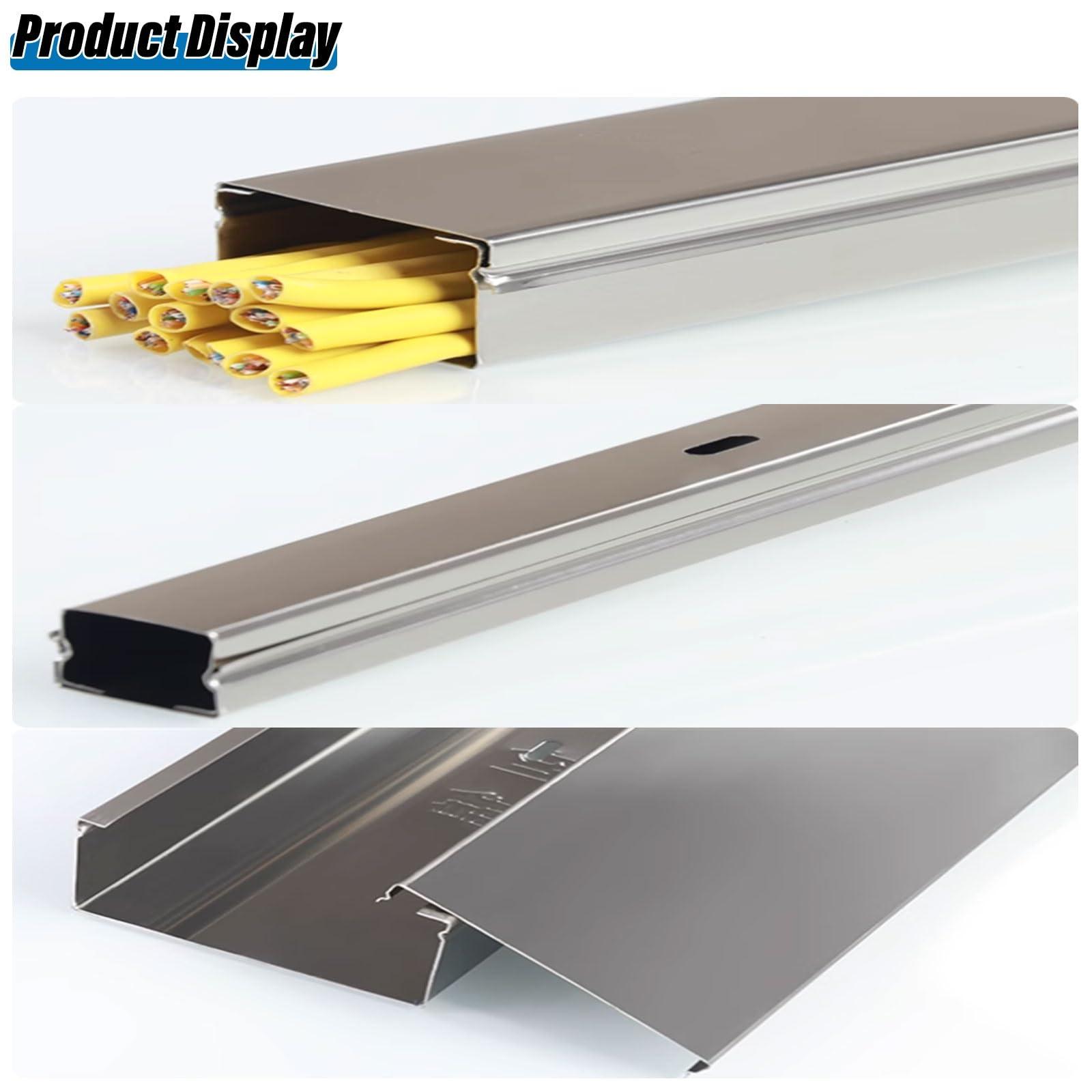 HAIXHX Stainless Steel Cable Raceway Cord Cover, Metal Cord Cover Channels/Heavy Duty Floor Cable Protector, Prevent Trip Hazard for Home Office Or Outdoor Settings (Color : S304, Size : 100x50mm (3.94x1.