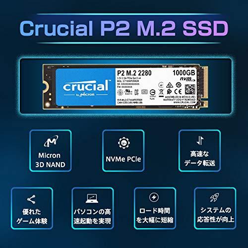 Crucial Crucial Crucial P2 Series, 1TB (1000GB) 3D NAND NVMe PCIe M.2 SSD CT1000P2SSD8
