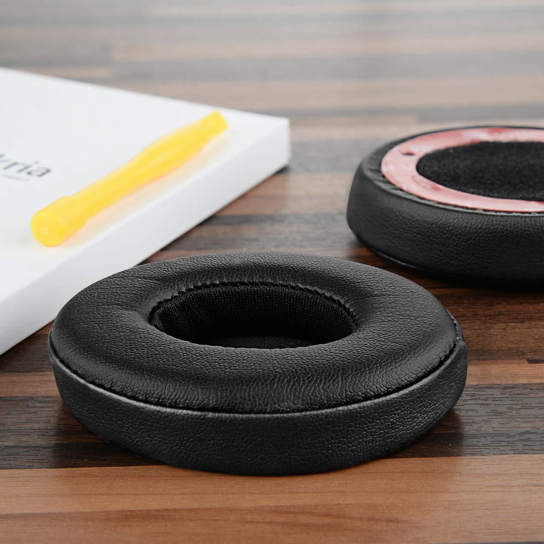 GEEKRIA Geekria QuickFit Replacement Ear Pads for Beats Solo2 Wired, Solo2.0 Wired (B0518) Headphones Ear Cushions, Headset Earpads, Ear Cups Cover Repair Parts (Black)