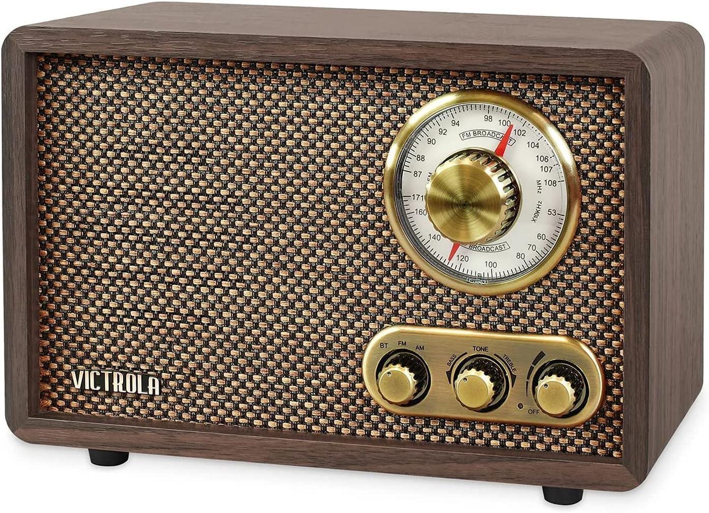 Victrola Victrola Retro Wood Bluetooth Radio with Built-in Speakers, Elegant & Vintage Design, Rotary AM/FM Tuning Dial, Wireless Streaming, Espresso