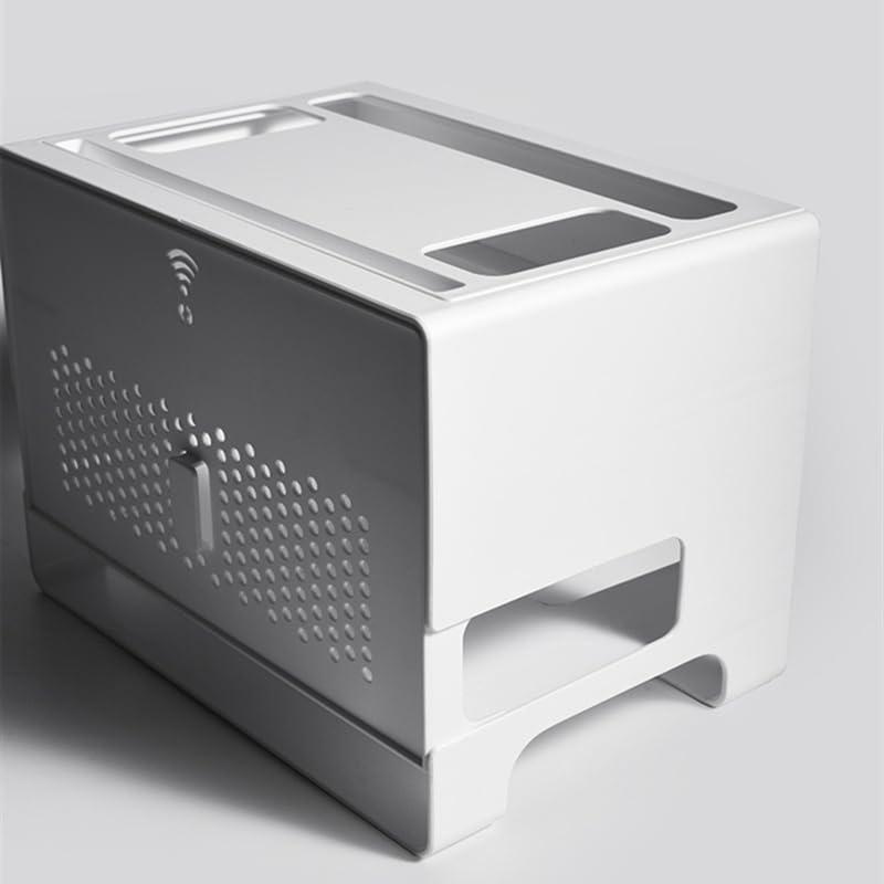 GERRIT Cable Management Box WiFi Router Storage Box Modem Router Cover Plastic Shelf Power Strip Cable Management Hider Rack Office Desktop Organizer Stand Cord Organizer (Color : Gris) (Color : Gris)