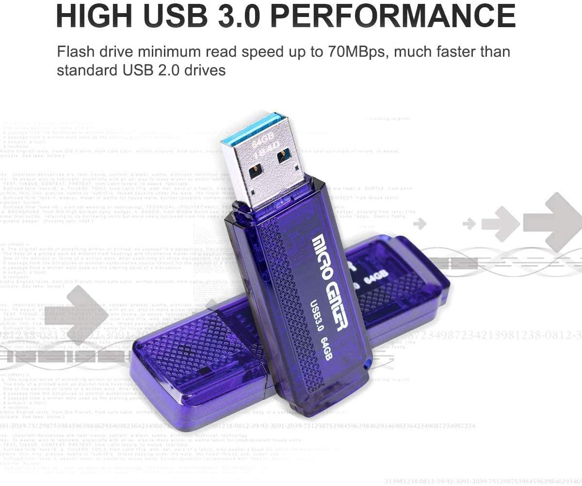 INLAND INLAND Micro Center Super Speed 64GB 2-Pack Ultra Flash Drive USB 3.0/USB 3.1 Gen1 Memory Stick with Keychain Thumb Drive Photo Stick Jump Drive