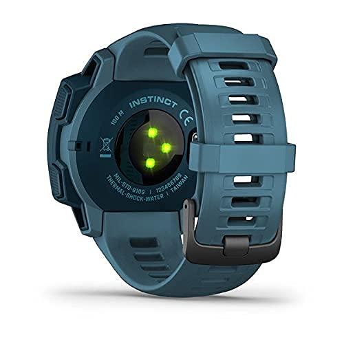 Garmin Garmin Instinct, Rugged Outdoor Watch with GPS, Features GLONASS and Galileo, Heart Rate Monitoring and 3-Axis Compass, Lakeside Blue (Renewed)