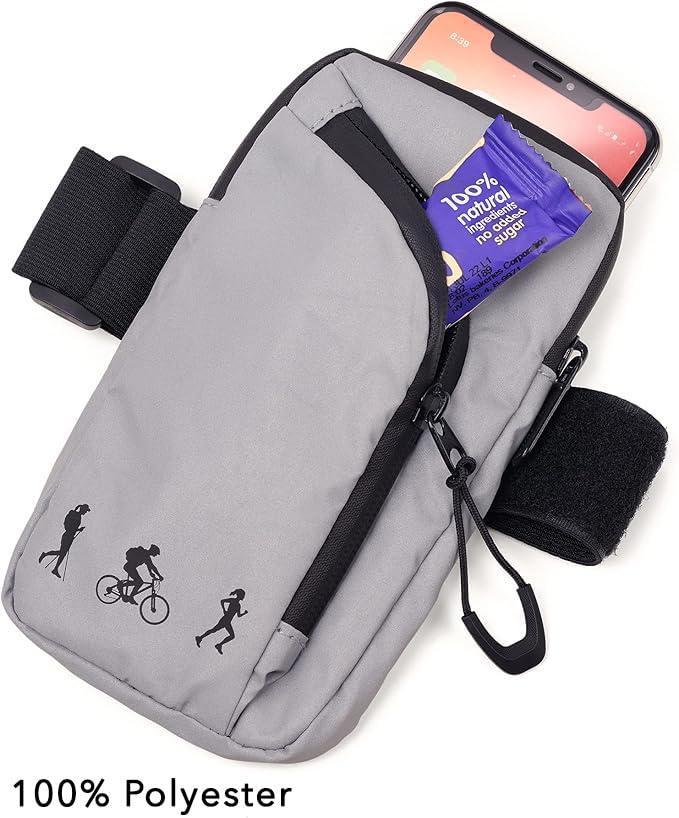 Troika Troika ABG03/GY Arm Bag with 2 Zipped Compartments Polyester in Grey/Black Reflective, Grey/Black, 12cm, Modern