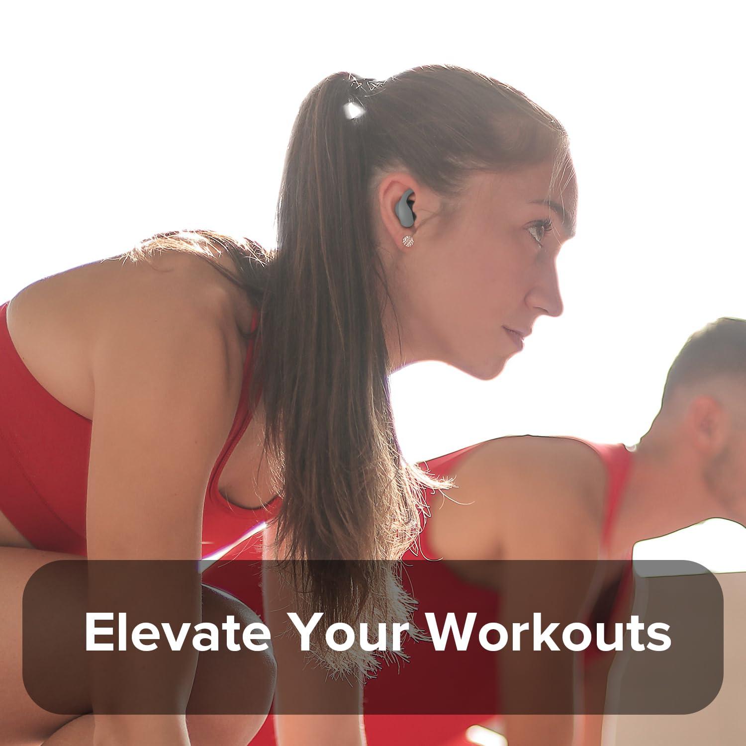 Coby Coby Sports True Wireless Earbuds w/Secure-Fit Ear Tips | in-Ear Headphones Up to 12 Hours Play | Sweat-Resistant | Noise-Isolating | in-Ear Earbuds | Sports Earbuds, Bluetooth Earbuds (Gray)