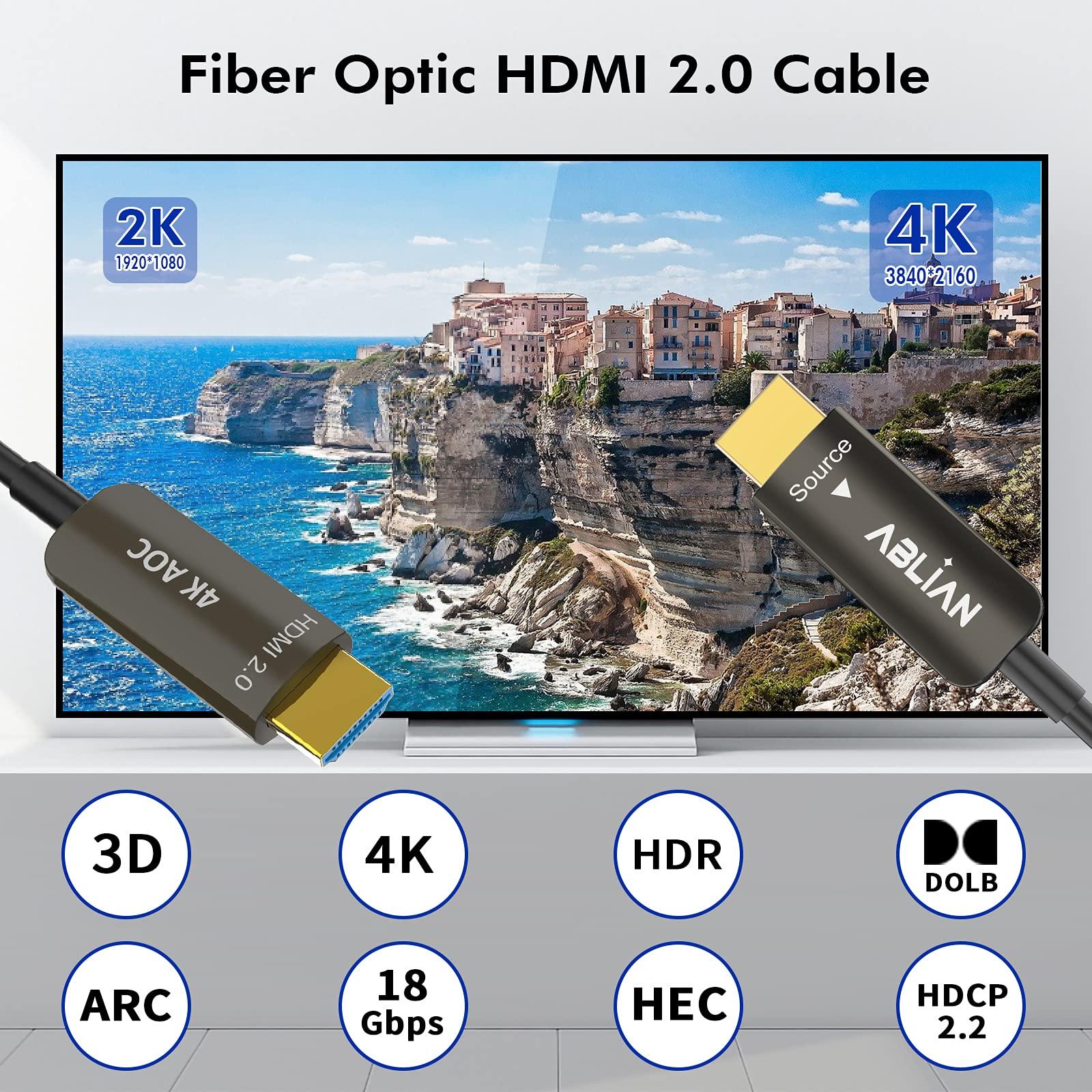 Ablian 4K Long HDMI Cable 25ft,HDMI to HDMI 2.0 Cable with 18gbps High Speed,Support 4K@60Hz Dynamic HDR 10 eARC,CL3 Rated for in-Wall Installation,Compatible for Ps4,Xbox,Apple Tv, Projector,Roku