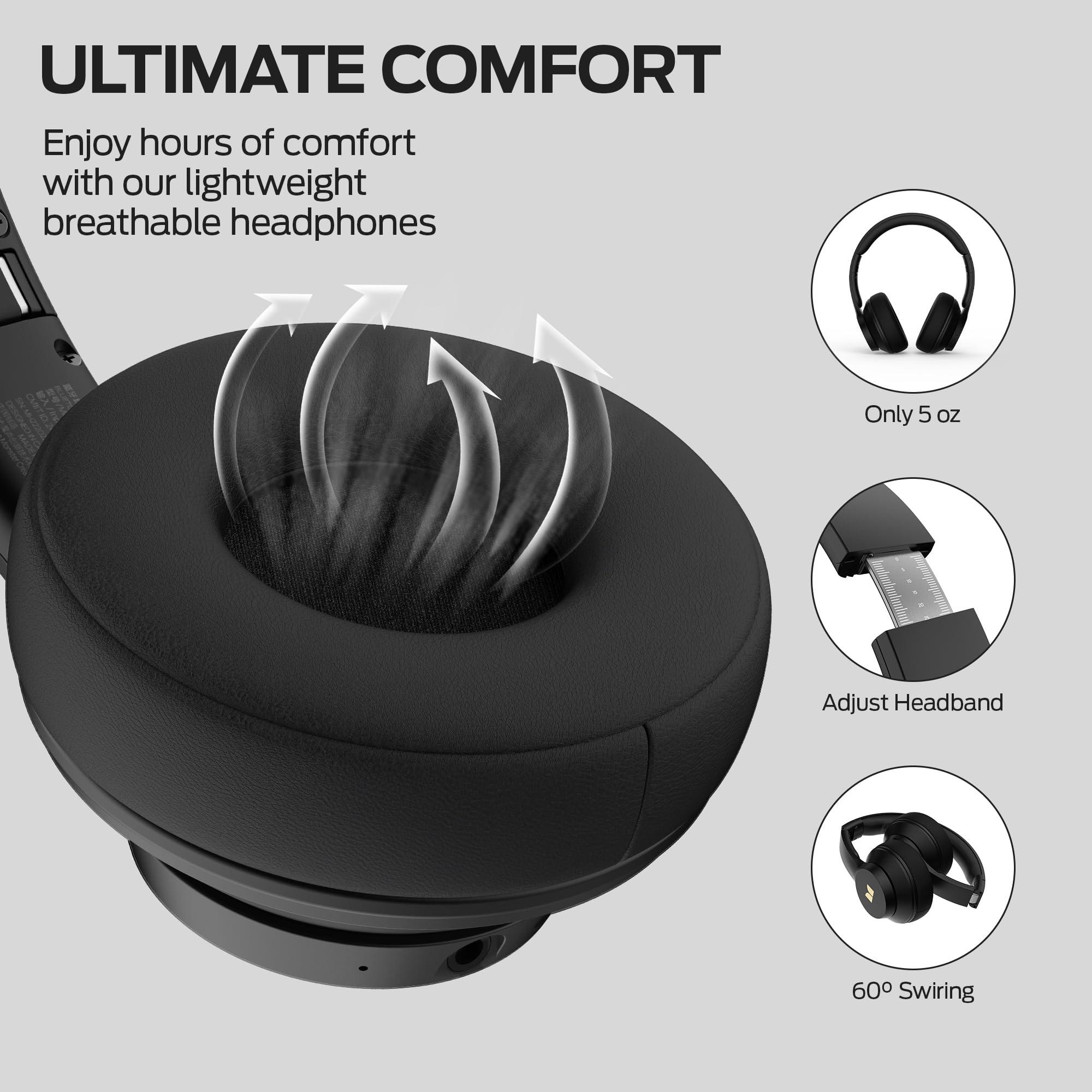 Monster Monster Mission 100 Bluetooth Headphones, On Ear Headphones with Immersive Bass, Crystal Clear Call, 40H Playtime, Bluetooth 5.4, Comfortable Fit Wireless Headset for Travel Work (Black)