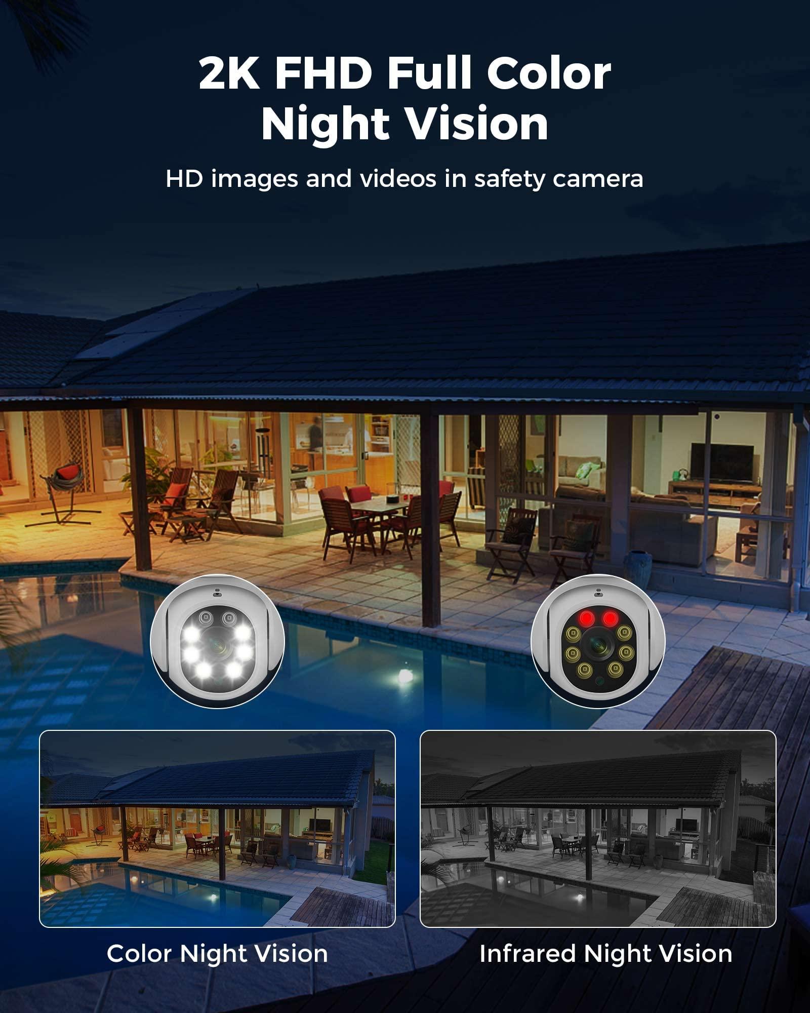 Hiseeu Hiseeu 2Pcs 5MP Security Camera PTZ Wireless Cameras Two Way Vioice Surveillance Camera Full Color Night Vision, IP66 Waterproof 24/7 Record for Outdoor Home Security Compatible Alexa