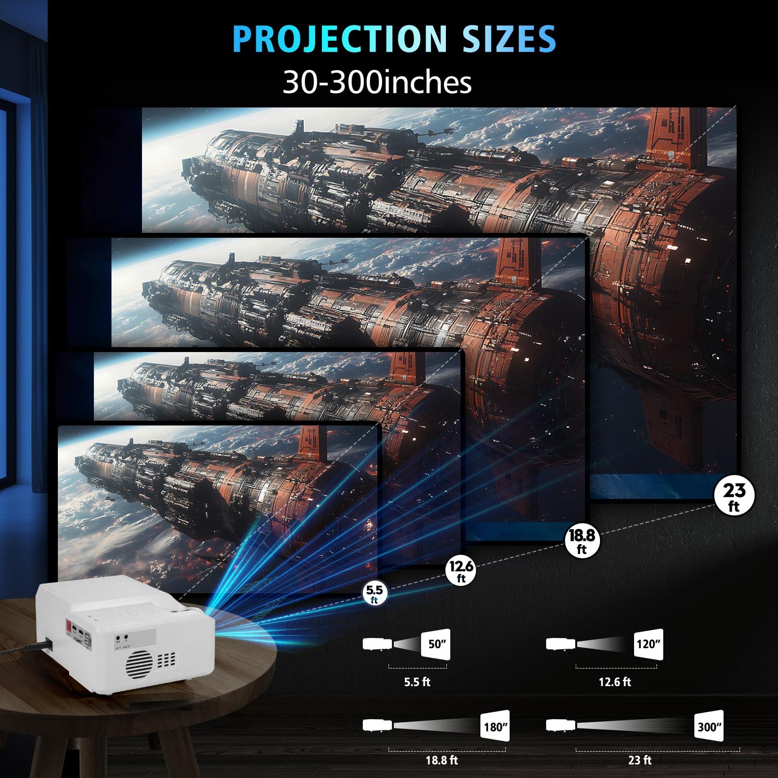 TODANGAI Projector with DVD player, Bluetooth and Wifi, Mini Projector 1080P HD for Bedroom, Indoor Movie Player with USB Reader, Projector Portable for Outdoor Party, Support HDMI RCA AUX USB Remote Control