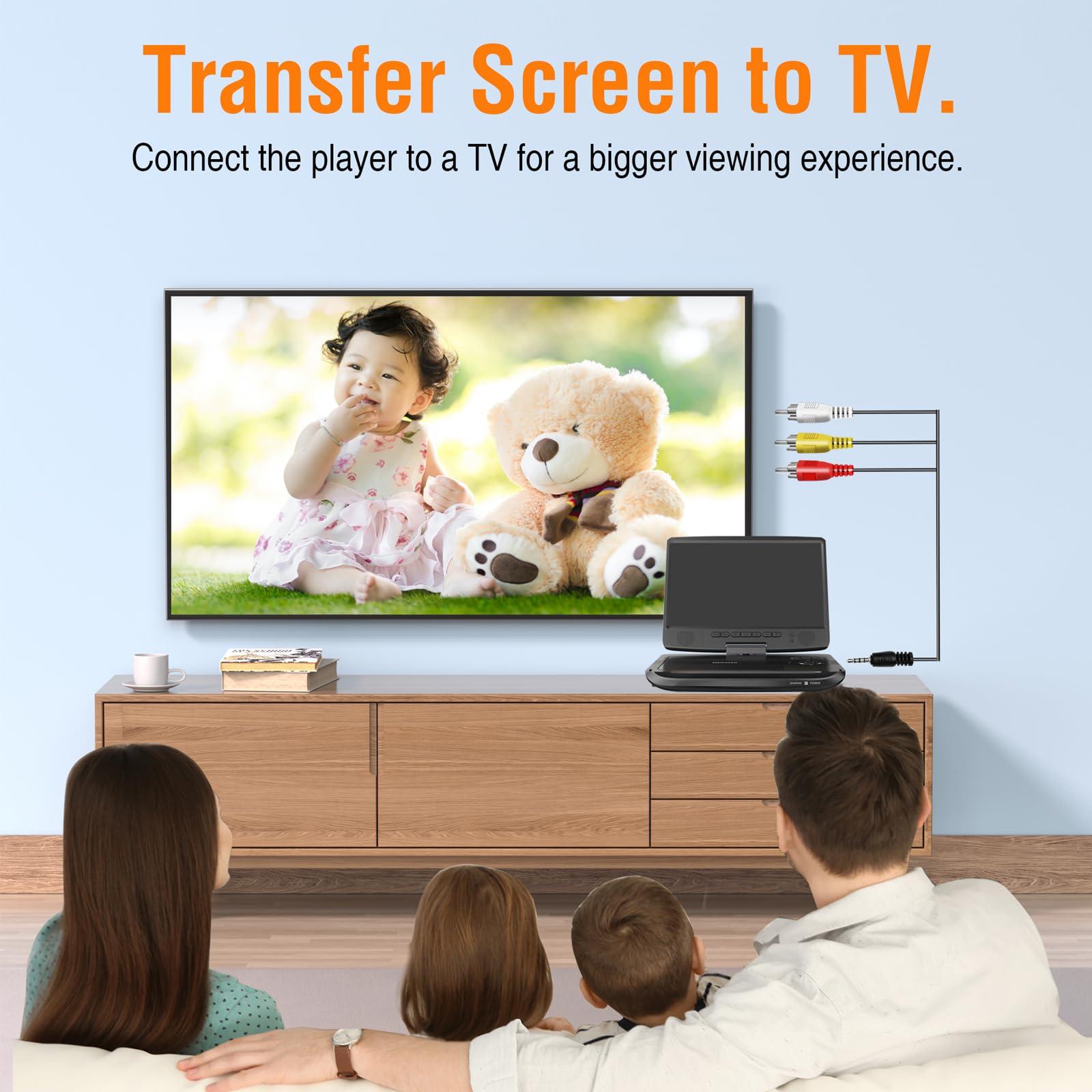 MEGATEK Megatek 12.5" Portable DVD Player with Headphones, Extended 6-Hour Battery, 10.5" HD Swivel Screen, Supports CD/DVD/USB/SD Card, Car Headrest Mount, Car Charger, AC Power Adapter, Remote Control