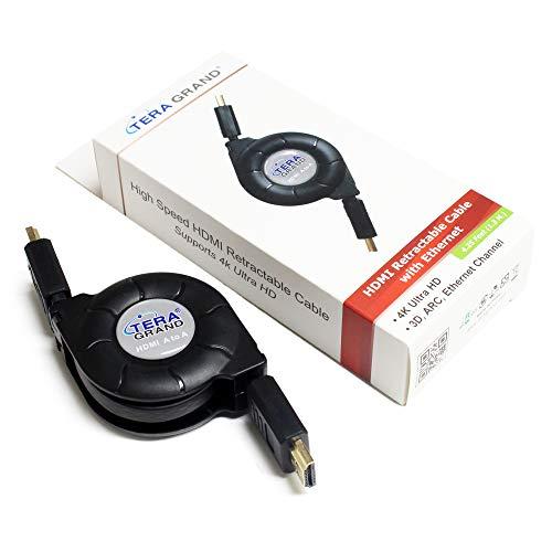 Tera Grand Tera Grand Premium 4K High-Speed HDMI 2.0 Retractable Cable, Extends up to 4.25 feet - Supports 4K Ultra HD, 3D, ARC, HDR, and Ethernet Channel
