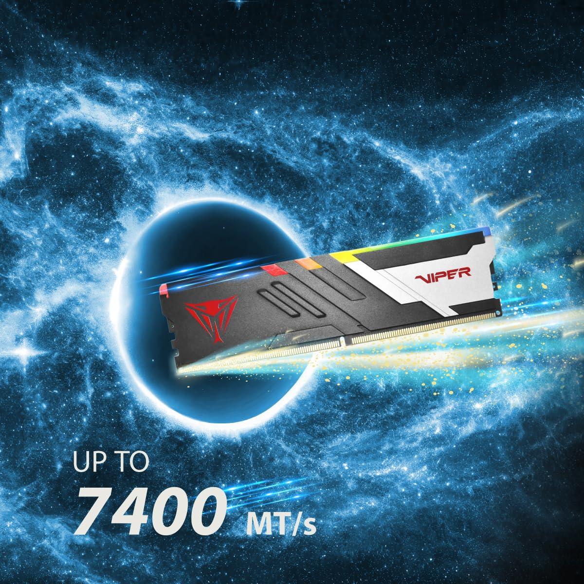 Patriot Memory Patriot Memory Viper Venom RGB DDR5 RAM 64GB (2X32GB) 5200MHz CL40 1.35v UDIMM Desktop Gaming Memory Kit Compatible with Intel XMP/AMD Expo - PVVR564G520C40K