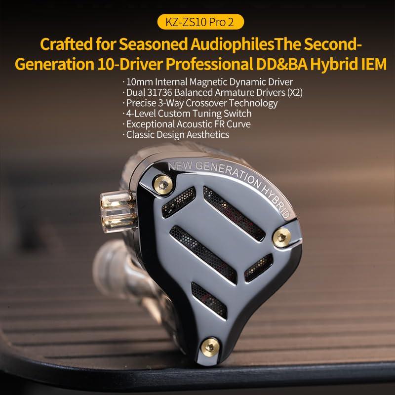 Kinboofi KZ AS10 in Ear Monitor Earbuds Headphone, Pure 5 Balanced Armature 5BA KZ Earbuds Earphone+KZ ZS10 Pro 2 in Ear Monitor Headphone