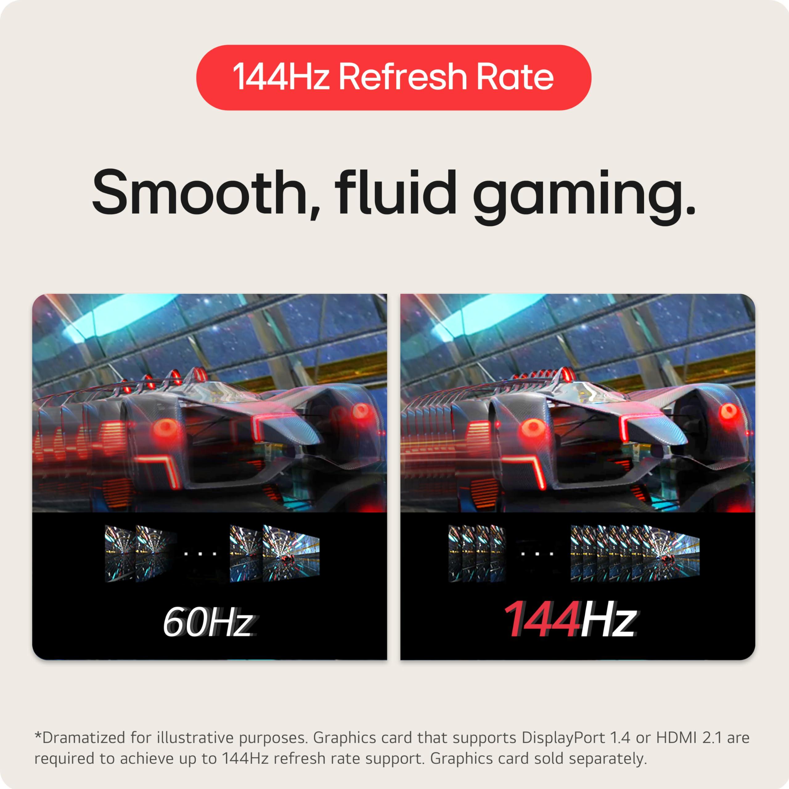 LG LG 27\" UltraGear 4K UHD (3840x2160) Gaming Monitor, 144Hz, 1ms, VESA DisplayHDR 400, G-SYNC and AMD FreeSync Premium, HDMI 2.1, DisplayPort, 4-Pole HP Out DTS HP:X, Tilt/Height/Pivot Stand, Black