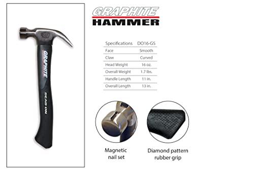 Dead On Tools Dead On Tools - Graphite Hammer, Smooth Face 16 oz. (DO16-GS)
