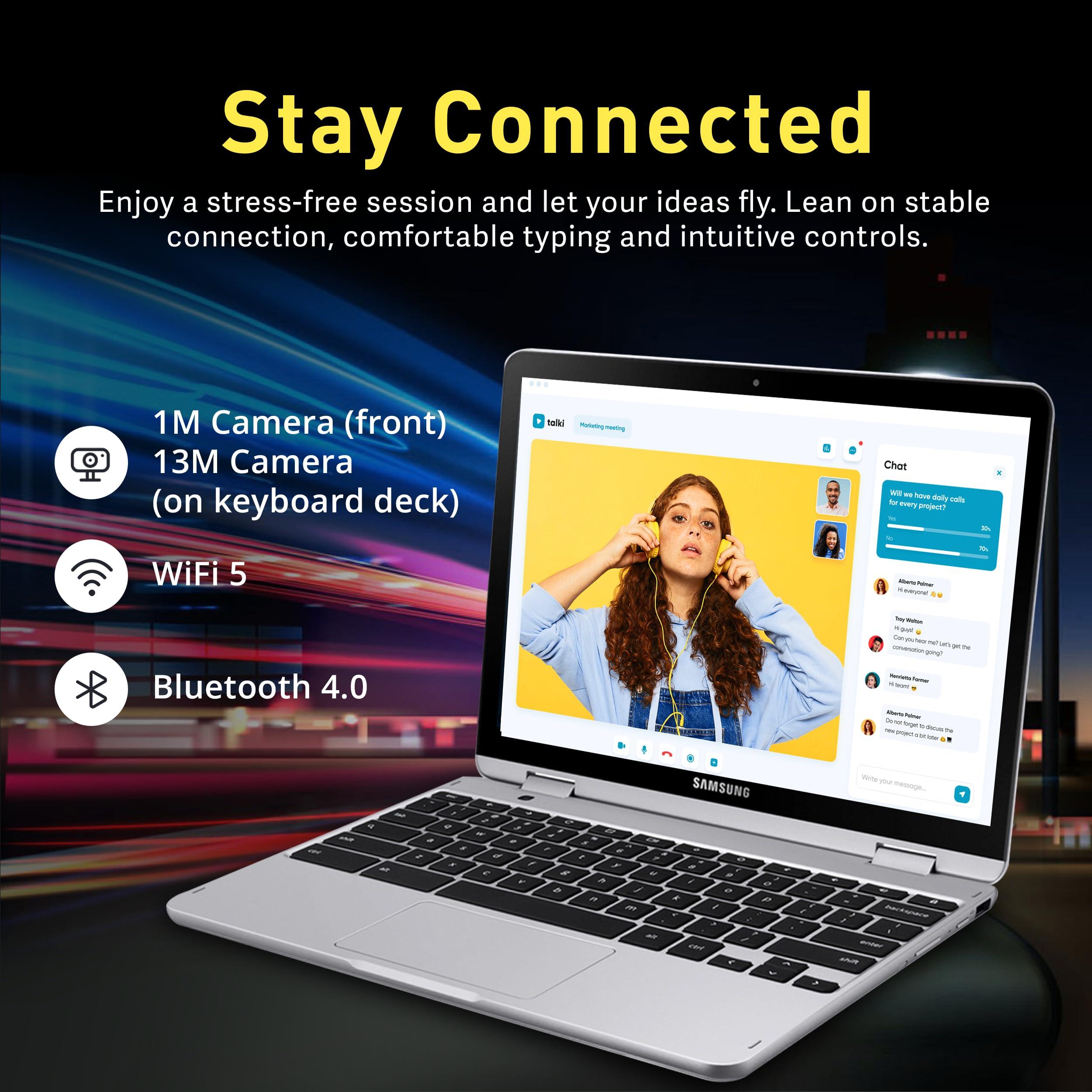 SAMSUNG SAMSUNG 12.2\" FHD 2-in-1 Touchscreen Chromebook Plus Laptop for Business&Students, Intel Dual-Core, 4GB RAM, 224GB Storage(64GB eMMC+160GB Docking Station Set), Stylus Pen, Wireless Mouse, Silver