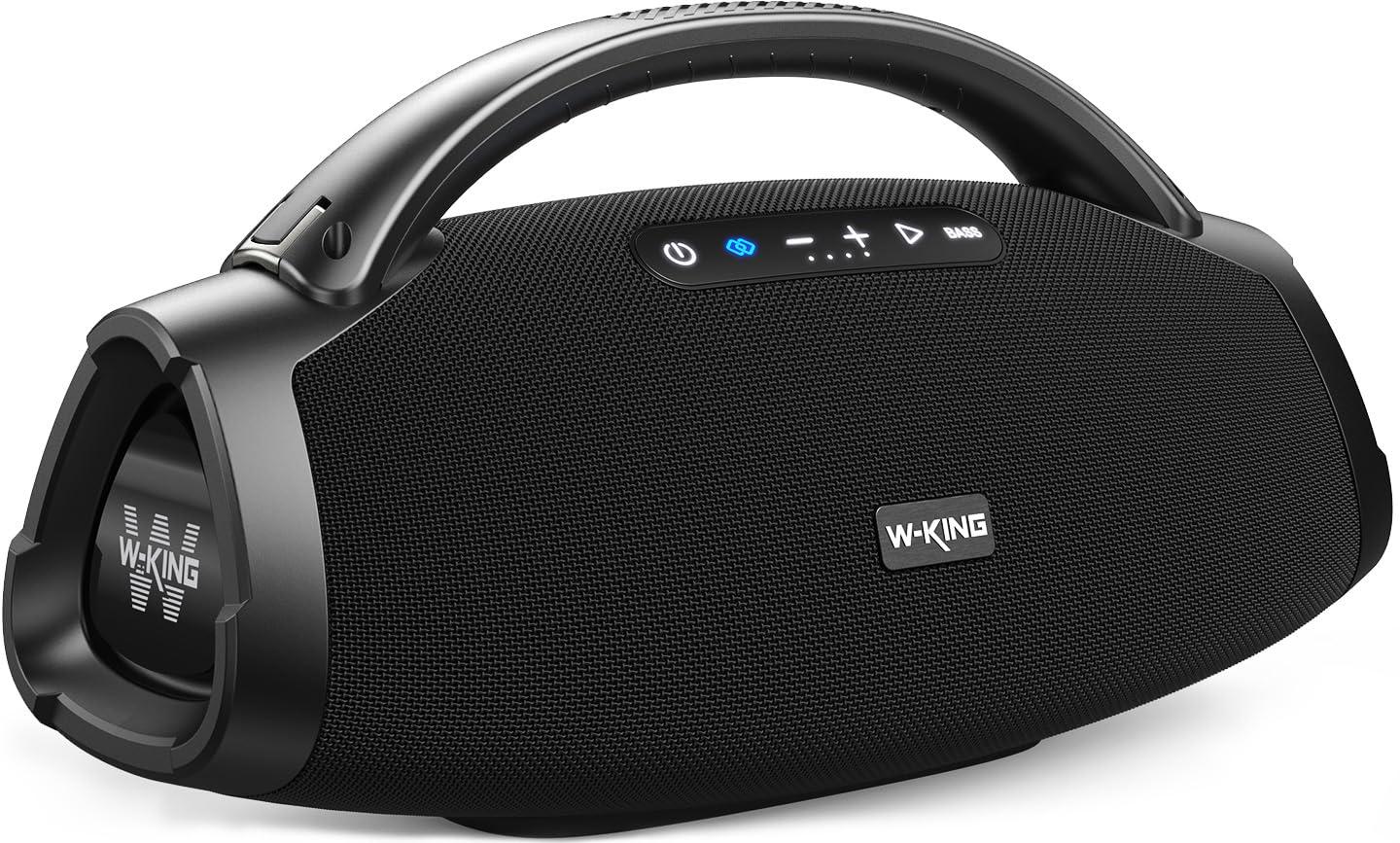 W-KING W-KING 300W Peak Large Bluetooth Speaker Loud, Massive Bass Boombox, IPX7 Waterproof Party Portable Speaker with Subwoofer 7.5\"/EQ APP/5-Drives/BT 5.4/Fast Charge/MIC-GTR in, Outdoor Wireless Speakers
