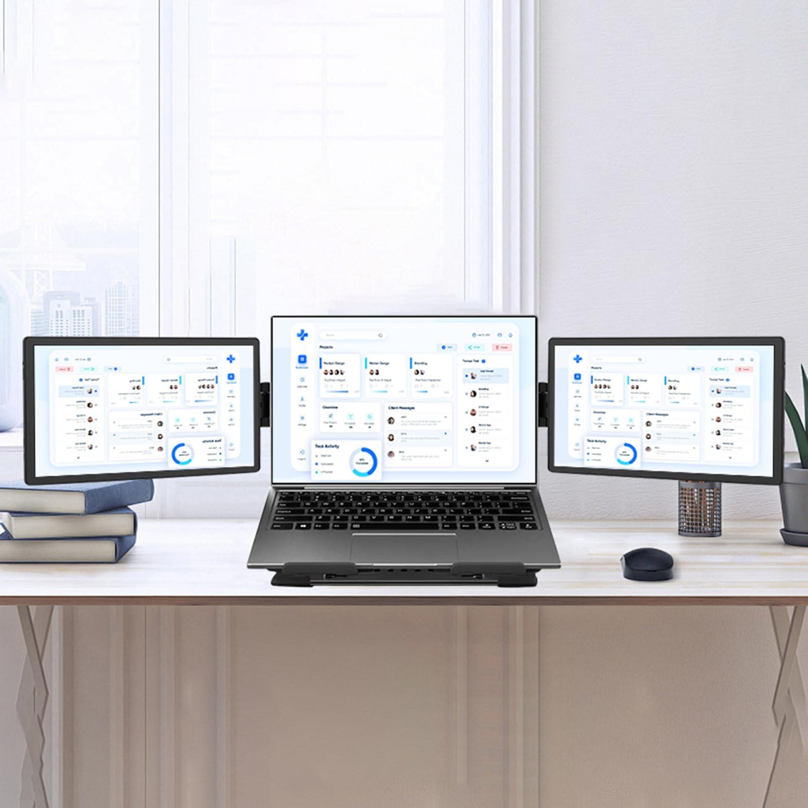 Anvazise Anvazise Laptop Screen Extender, 14.1" Triple Portable Monitor FHD 1080P IPS Laptop Monitor Extender with Stand, Type-C/HDMI Plug and Play, for Windows/Mac/Chrome